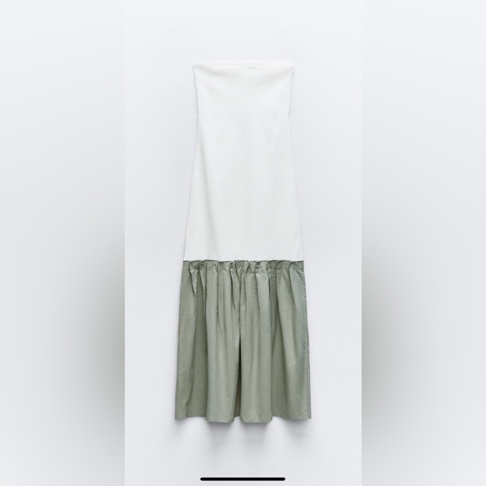 ZARA Contrasting Strapless Midi Dress